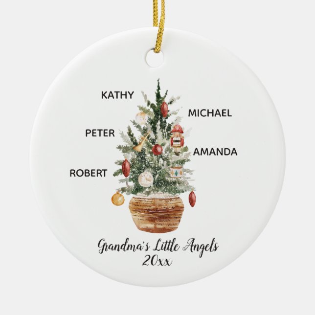Adorno De Cerámica Árbol de Navidad de nietos familiares personalizad (Frente)