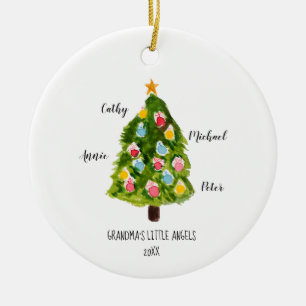 Adorno De Cerámica Árbol de Navidad de nietos familiares personalizad