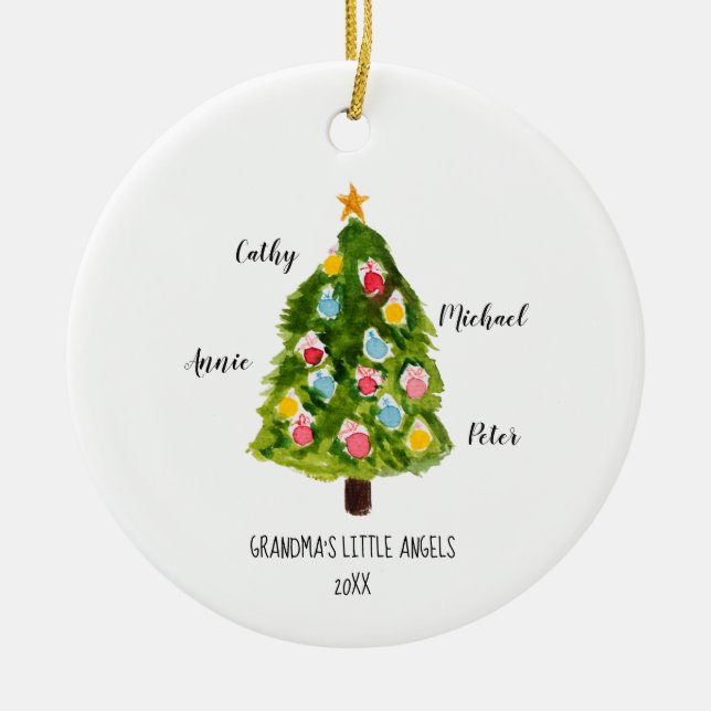 Adorno De Cerámica Árbol de Navidad de nietos familiares personalizad (Frente)