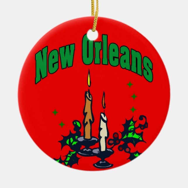 Adorno De Cerámica Árbol de Navidad de Nueva Orleans (Frente)