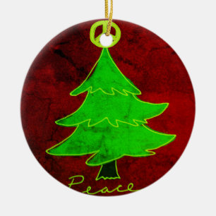 Adorno De Cerámica Árbol de Navidad de paz Resumen de arte