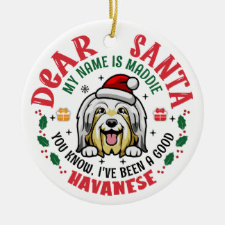Adorno De Cerámica Árbol de Navidad de perro de Haván bichón personal