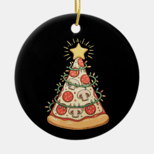 Adorno De Cerámica Árbol de Navidad de Pizza Luces de Navidad Tempora