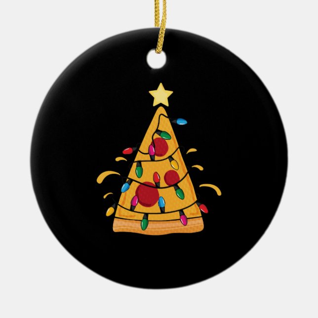 Adorno De Cerámica Árbol de Navidad de Pizza para niños de Trinidad y (Frente)