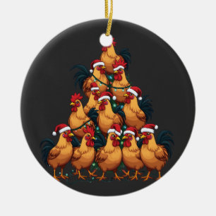 Adorno De Cerámica Árbol de navidad de pollo Feliz Navidad Divertidas