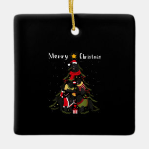 Adorno De Cerámica Árbol de Navidad de Terranova amante del perro