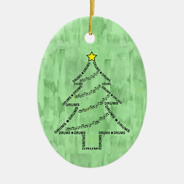 Adorno De Cerámica Árbol de Navidad de texto de tambores (Frente)