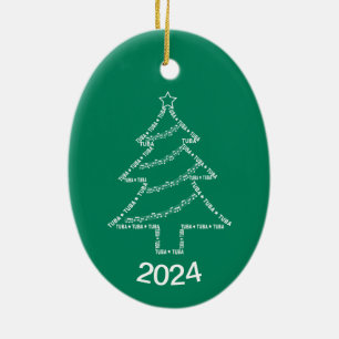 Adorno De Cerámica Árbol de Navidad de texto Tuba