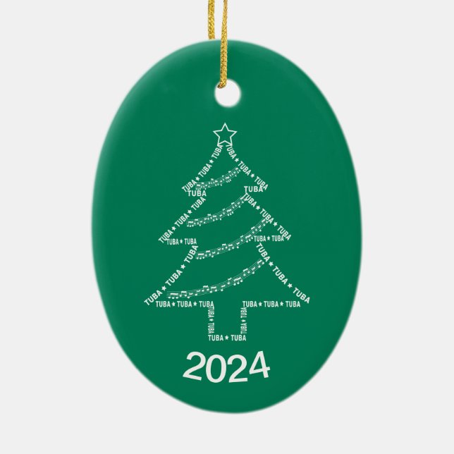 Adorno De Cerámica Árbol de Navidad de texto Tuba (Atrás)