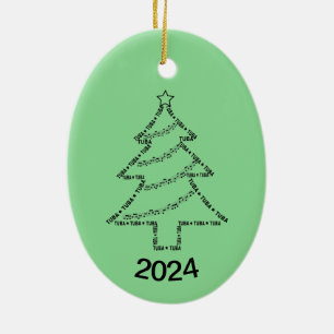 Adorno De Cerámica Árbol de Navidad de texto Tuba