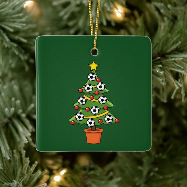Adorno De Cerámica Árbol de Navidad del fútbol de fútbol (Árbol)