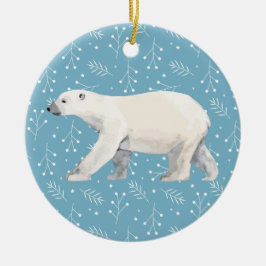 Adorno De Cerámica Árbol de navidad del oso polar acuarela