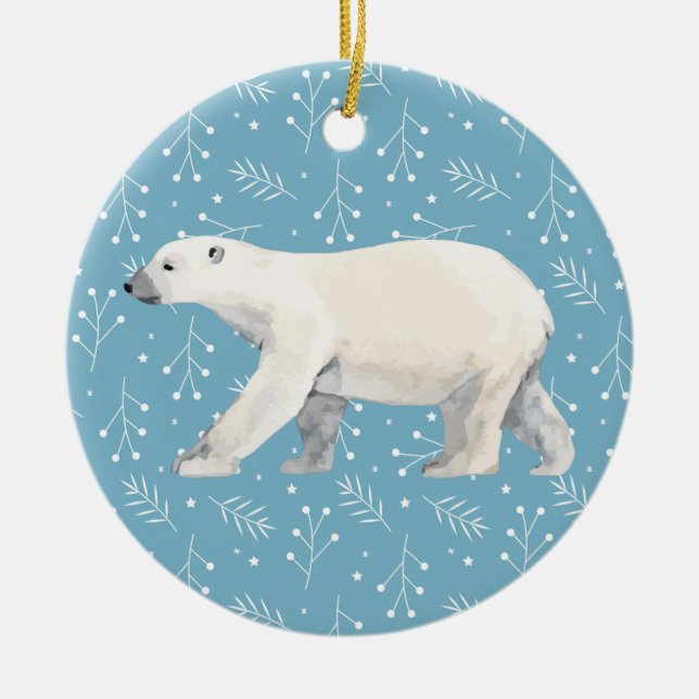Adorno De Cerámica Árbol de navidad del oso polar acuarela (Frente)