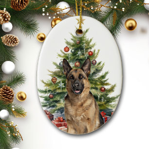 Adorno De Cerámica Árbol de Navidad del Pastor Alemán
