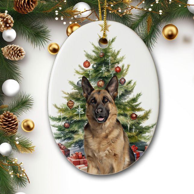 Adorno De Cerámica Árbol de Navidad del Pastor Alemán (Subido por el creador)