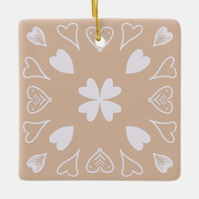 Adorno De Cerámica Árbol de Navidad del patrón de arte popular del co (Anverso)