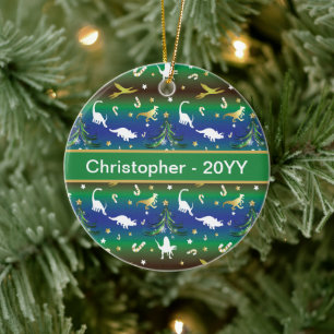 Adorno De Cerámica Árbol de Navidad Dinosaurio