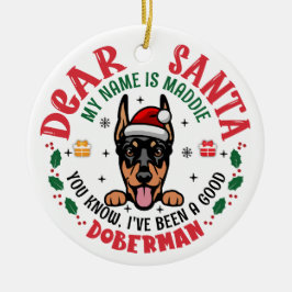 Adorno De Cerámica Árbol de Navidad Doberman Pinscher Perro personali
