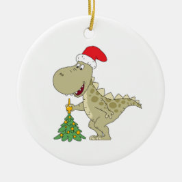 Adorno De Cerámica Árbol de navidad dulce Dinosaurio Santa Hat