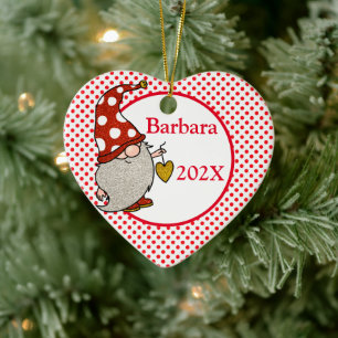 Adorno De Cerámica Árbol de Navidad Gnomo del Amor Personalizado