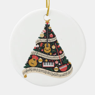 Adorno De Cerámica Árbol de Navidad hecho de Instrumentos Musicales