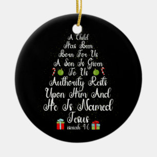 Adorno De Cerámica Árbol de Navidad Jesús Dios Todopoderoso Isaías 9