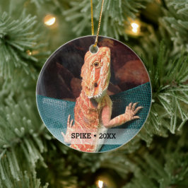 Adorno De Cerámica Árbol de Navidad Mascota Lizard Photo Personalizad