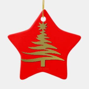 Adorno De Cerámica Árbol de Navidad moderno estampado con plantilla d