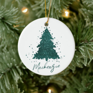 Adorno De Cerámica Árbol de Navidad Moody   Personalizado Verde azula