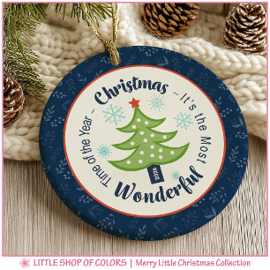 Adorno De Cerámica Árbol de Navidad Navy Personalizado con Foto