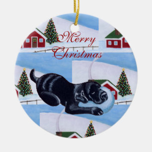 Adorno De Cerámica Árbol de navidad negro personalizado del perrito