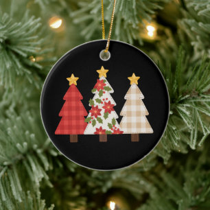 Adorno De Cerámica Árbol de Navidad Parcheado Vintage Navidades Linda