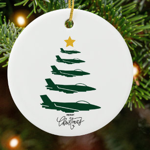 Adorno De Cerámica Árbol de Navidad personalizado de avión militar de