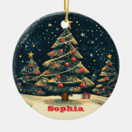 Adorno De Cerámica Árbol de Navidad Personalizado Nostalgia Vintage