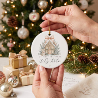 Adorno De Cerámica Árbol de Navidad personalizado para el primer cump