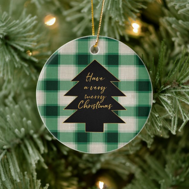 Adorno De Cerámica Árbol de Navidad Plantado de Crema Verde (Árbol)
