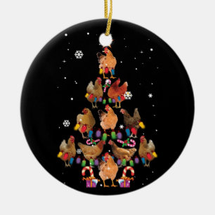 Adorno De Cerámica Árbol de Navidad Pollo enciende divertidas navida