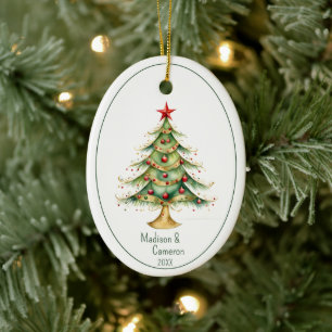 Adorno De Cerámica Árbol de Navidad Primer Navidad Juntos Nombre Año