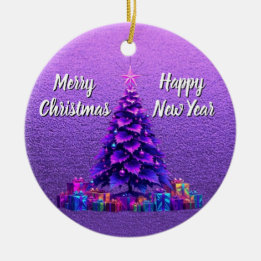 Adorno De Cerámica Árbol de Navidad púrpura