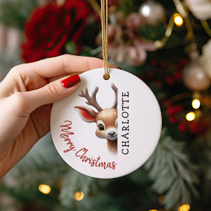 Adorno De Cerámica Árbol de Navidad Reno Personalizado para Niños