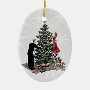 Adorno De Cerámica Árbol de navidad retro