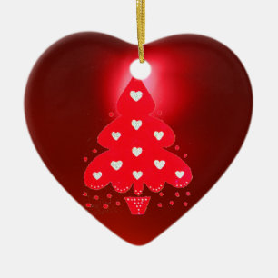 Adorno De Cerámica ÁRBOL DE NAVIDAD ROJO FIESTA NAVIDEÑA rojo