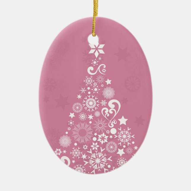 Adorno De Cerámica árbol de navidad rosa (Frente)