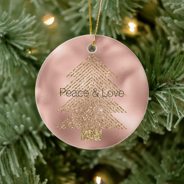Adorno De Cerámica Árbol de Navidad Rosa Glitzy Purpurina (Árbol)