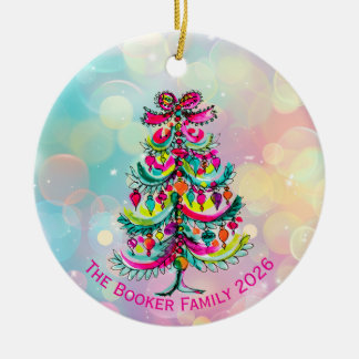 Adorno De Cerámica Árbol de Navidad rosa orgullo arcoíris
