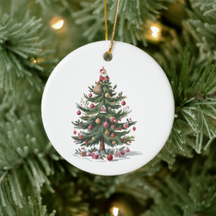 Adorno De Cerámica Árbol de Navidad Santa Feliz Navidad