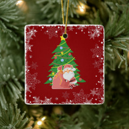 Adorno De Cerámica árbol de Navidad | Santa | PERSONALIZABLE