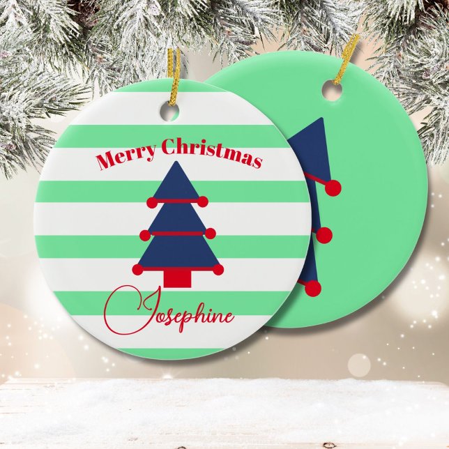 Adorno De Cerámica Árbol de Navidad Verde Rojo Azul Moderno (Subido por el creador)