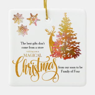 Adorno De Cerámica Árbol de Navidad y ciervo pronto serán familia d