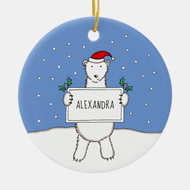 Adorno De Cerámica Árbol de oso polar Navidades personalizados (Frente)
